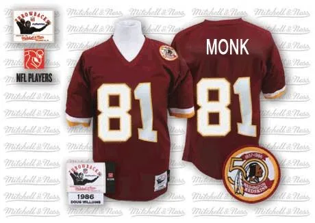 Men's Washington Commanders Art Monk Mitchell and Ness Burgundy Team Color 50TH Patch Throwback Authentic Red Jersey Men's Washington Commanders Art Monk Mitchell and Ness Burgundy Team Color 50TH Patch Throwback Authentic Red Jersey