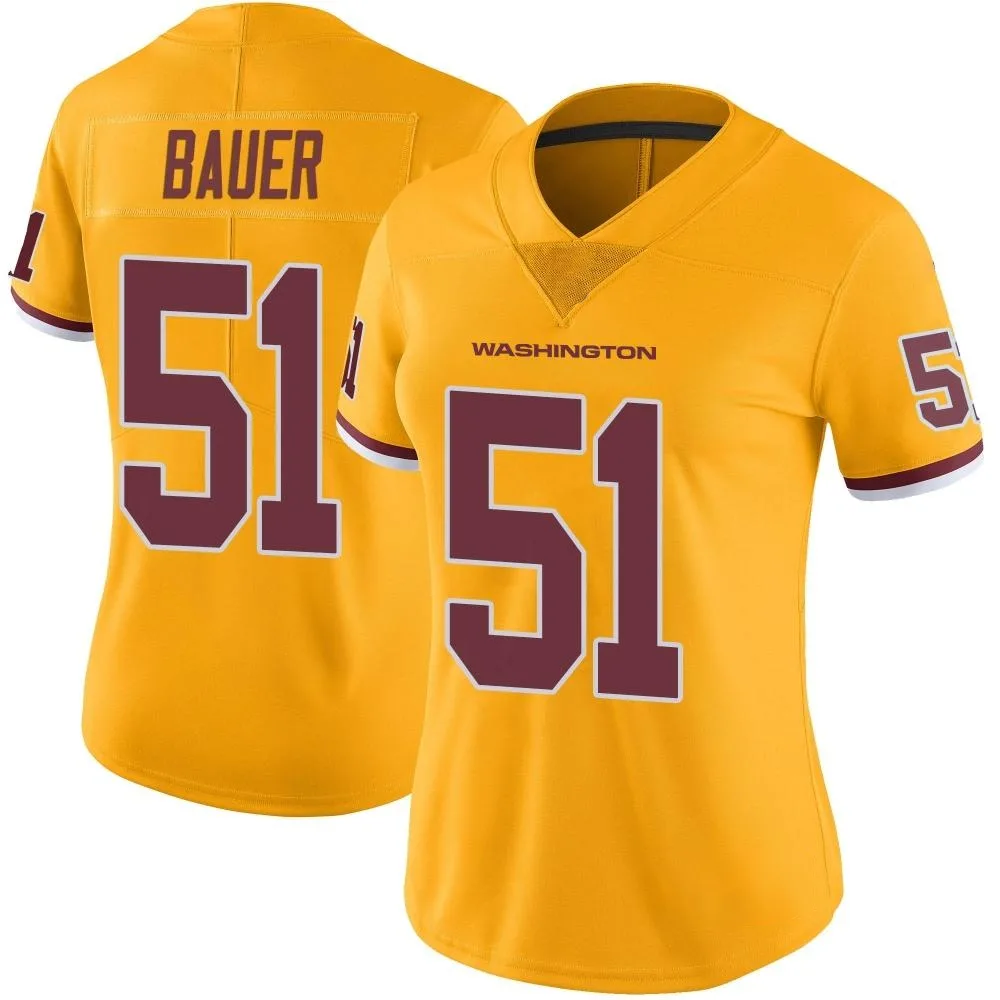 Women's Washington Commanders Bo Bauer Nike Color Rush Limited Gold Jersey Women's Washington Commanders Bo Bauer Nike Color Rush Limited Gold Jersey