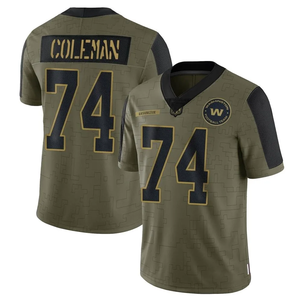 Men's Washington Commanders Brandon Coleman Nike 2021 Salute To Service Limited Olive Jersey Men's Washington Commanders Brandon Coleman Nike 2021 Salute To Service Limited Olive Jersey