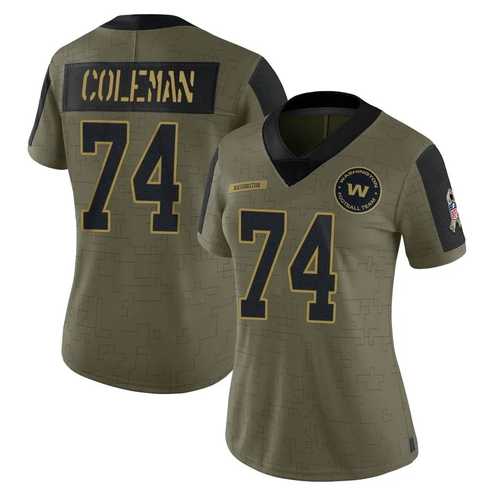 Women's Washington Commanders Brandon Coleman Nike 2021 Salute To Service Limited Olive Jersey Women's Washington Commanders Brandon Coleman Nike 2021 Salute To Service Limited Olive Jersey