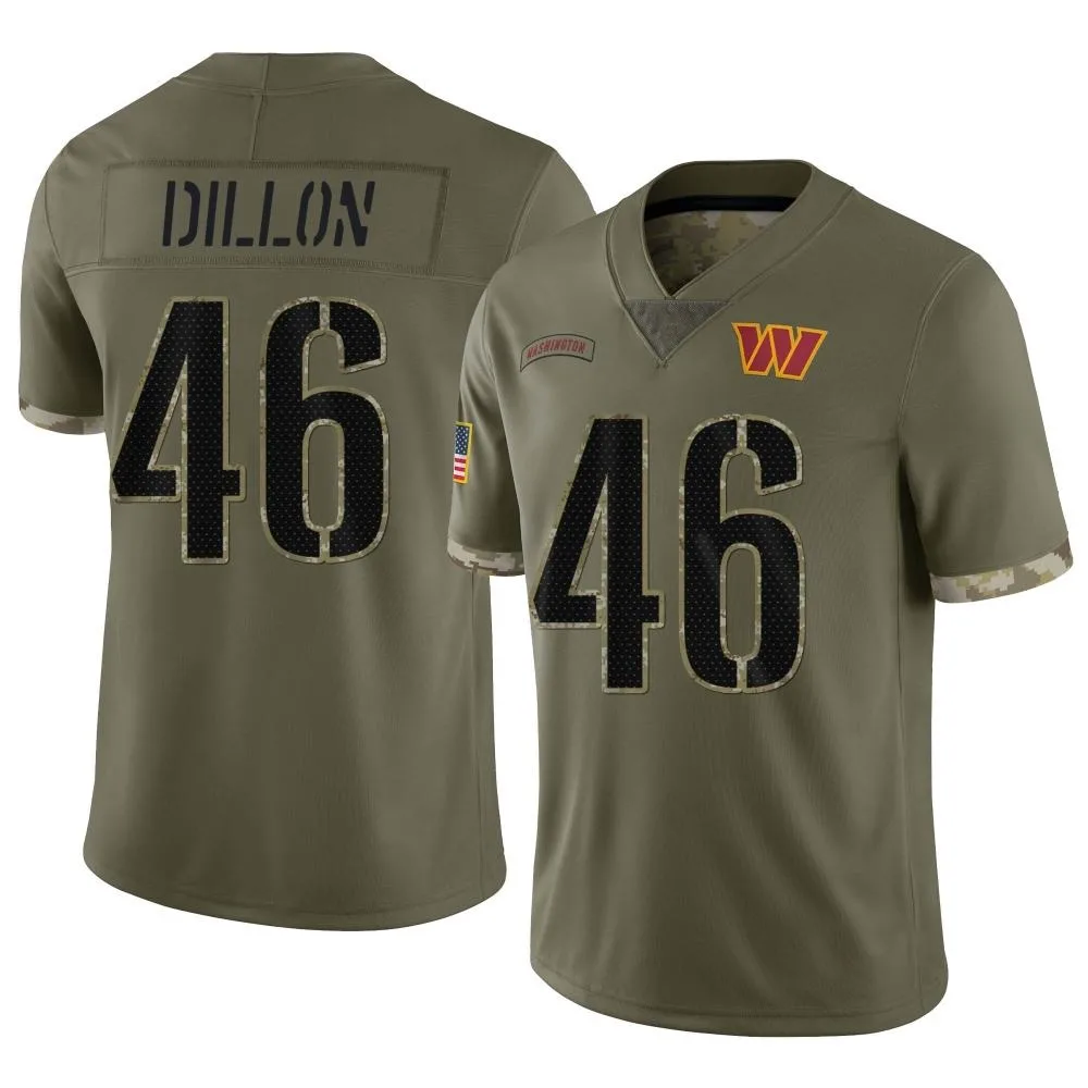 Men's Washington Commanders Brandon Dillon Nike 2022 Salute To Service Limited Olive Jersey Men's Washington Commanders Brandon Dillon Nike 2022 Salute To Service Limited Olive Jersey