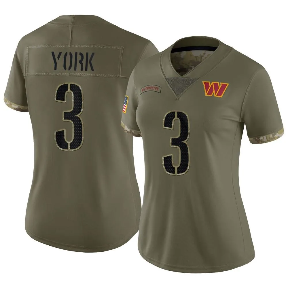 Women's Washington Commanders Cade York Nike 2022 Salute To Service Limited Olive Jersey Women's Washington Commanders Cade York Nike 2022 Salute To Service Limited Olive Jersey