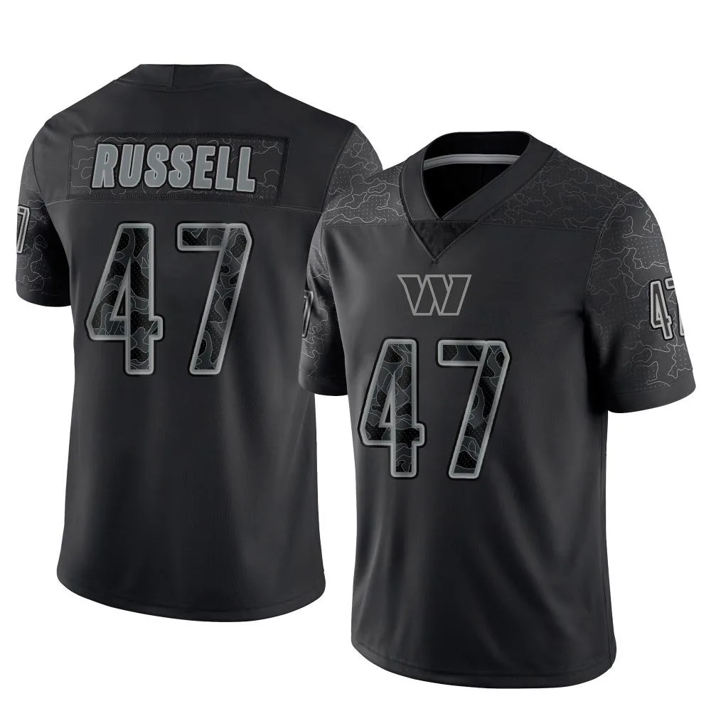 Men's Washington Commanders Chapelle Russell Nike Reflective Limited Black Jersey Men's Washington Commanders Chapelle Russell Nike Reflective Limited Black Jersey