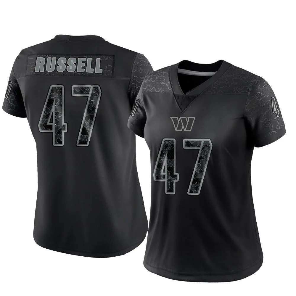 Women's Washington Commanders Chapelle Russell Nike Reflective Limited Black Jersey Women's Washington Commanders Chapelle Russell Nike Reflective Limited Black Jersey