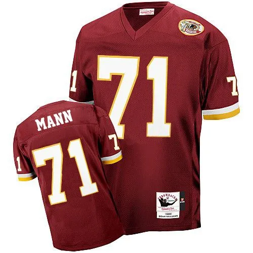 Men's Washington Commanders Charles Mann Mitchell and Ness Burgundy With 50TH Patch Throwback Authentic Red Jersey Men's Washington Commanders Charles Mann Mitchell and Ness Burgundy With 50TH Patch Throwback Authentic Red Jersey