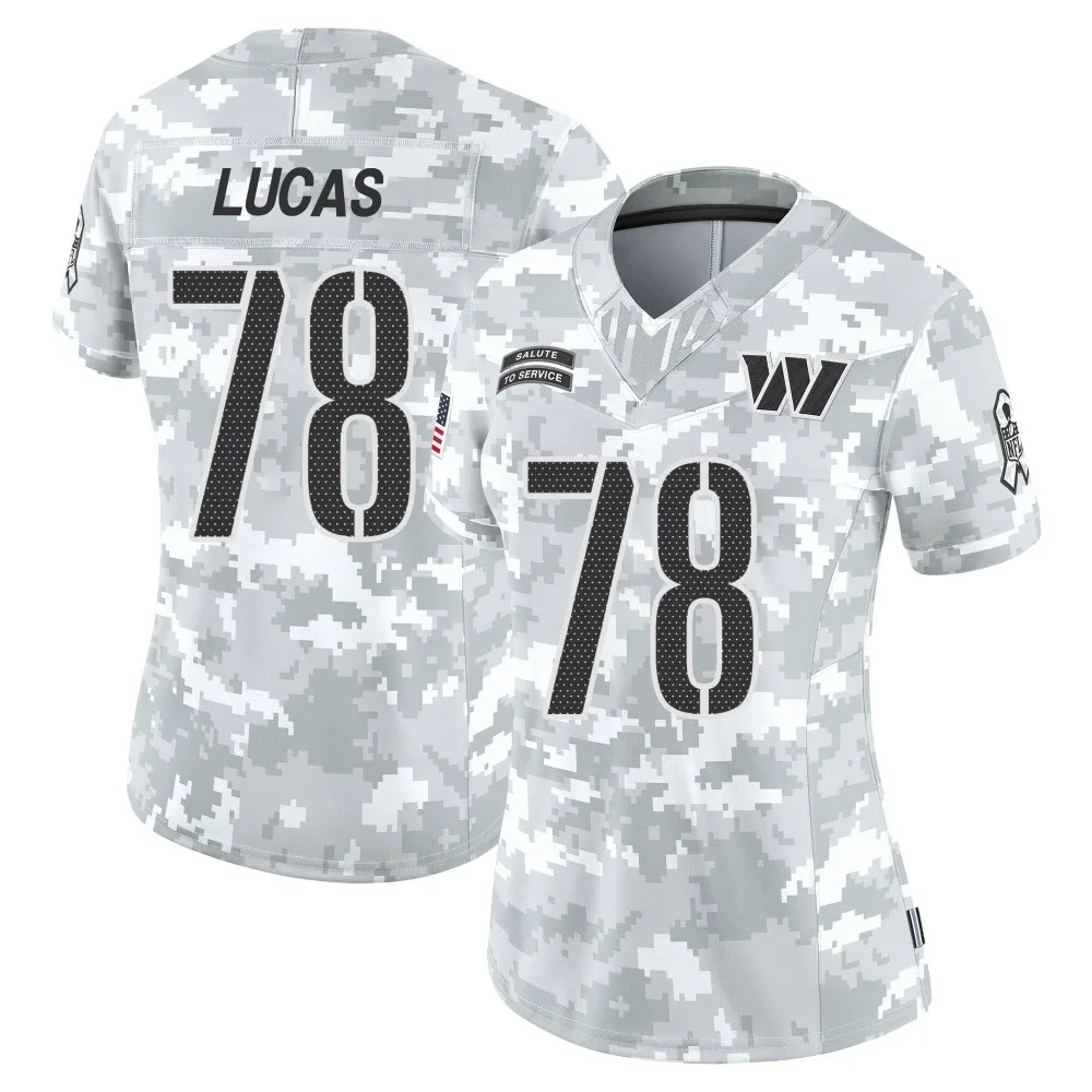 Women's Washington Commanders Cornelius Lucas Nike 2024 Salute to Service Limited Arctic Camo Jersey Women's Washington Commanders Cornelius Lucas Nike 2024 Salute to Service Limited Arctic Camo Jersey