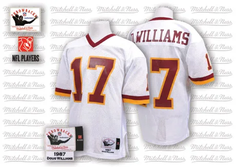 Men's Washington Commanders Doug Williams Mitchell and Ness With 50TH Anniversary Patch Throwback Authentic White Jersey Men's Washington Commanders Doug Williams Mitchell and Ness With 50TH Anniversary Patch Throwback Authentic White Jersey