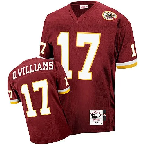 Men's Washington Commanders Doug Williams Mitchell and Ness With 50TH Patch Throwback Authentic Red Jersey Men's Washington Commanders Doug Williams Mitchell and Ness With 50TH Patch Throwback Authentic Red Jersey