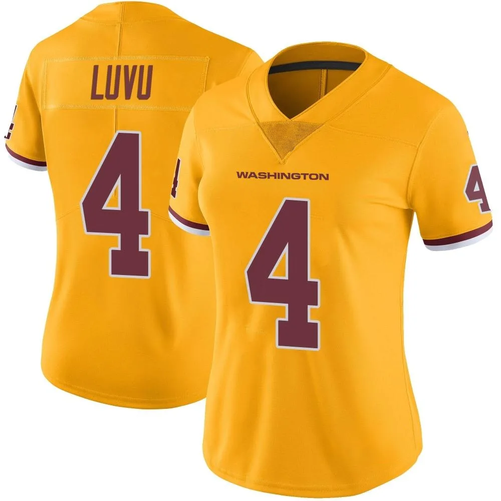 Women's Washington Commanders Frankie Luvu Nike Color Rush Limited Gold Jersey Women's Washington Commanders Frankie Luvu Nike Color Rush Limited Gold Jersey