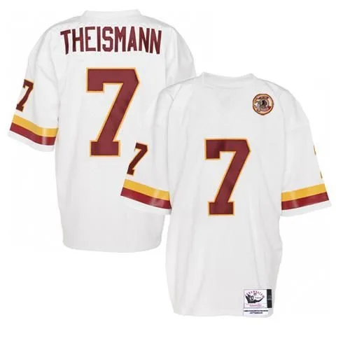 Men's Washington Commanders Joe Theismann Mitchell and Ness With 50TH Patch Throwback Authentic White Jersey Men's Washington Commanders Joe Theismann Mitchell and Ness With 50TH Patch Throwback Authentic White Jersey