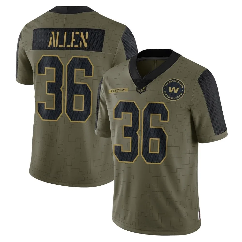 Men's Washington Commanders Kazmeir Allen Nike 2021 Salute To Service Limited Olive Jersey Men's Washington Commanders Kazmeir Allen Nike 2021 Salute To Service Limited Olive Jersey