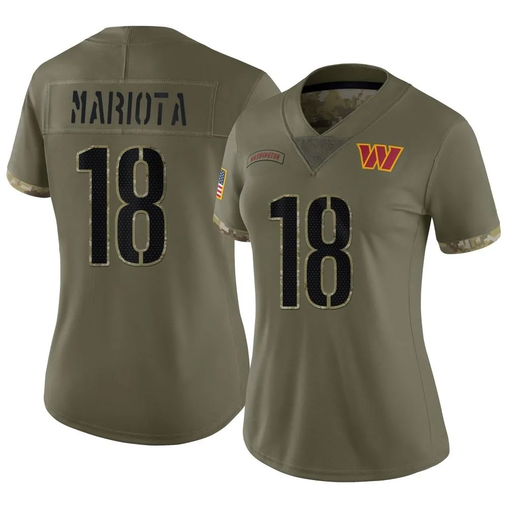 Women's Washington Commanders Marcus Mariota Nike 2022 Salute To Service Limited Olive Jersey Women's Washington Commanders Marcus Mariota Nike 2022 Salute To Service Limited Olive Jersey