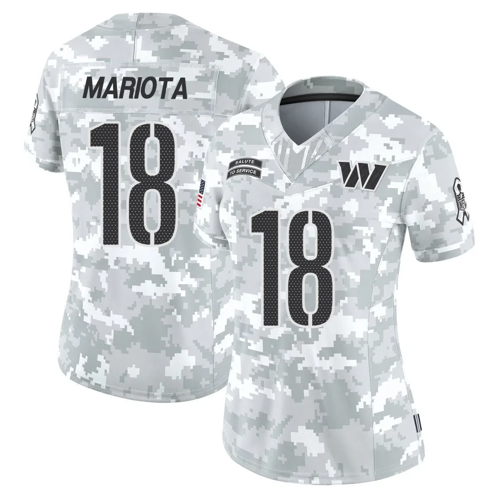 Women's Washington Commanders Marcus Mariota Nike 2024 Salute to Service Limited Arctic Camo Jersey Women's Washington Commanders Marcus Mariota Nike 2024 Salute to Service Limited Arctic Camo Jersey