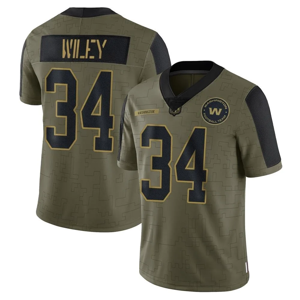 Men's Washington Commanders Michael Wiley Nike 2021 Salute To Service Limited Olive Jersey Men's Washington Commanders Michael Wiley Nike 2021 Salute To Service Limited Olive Jersey