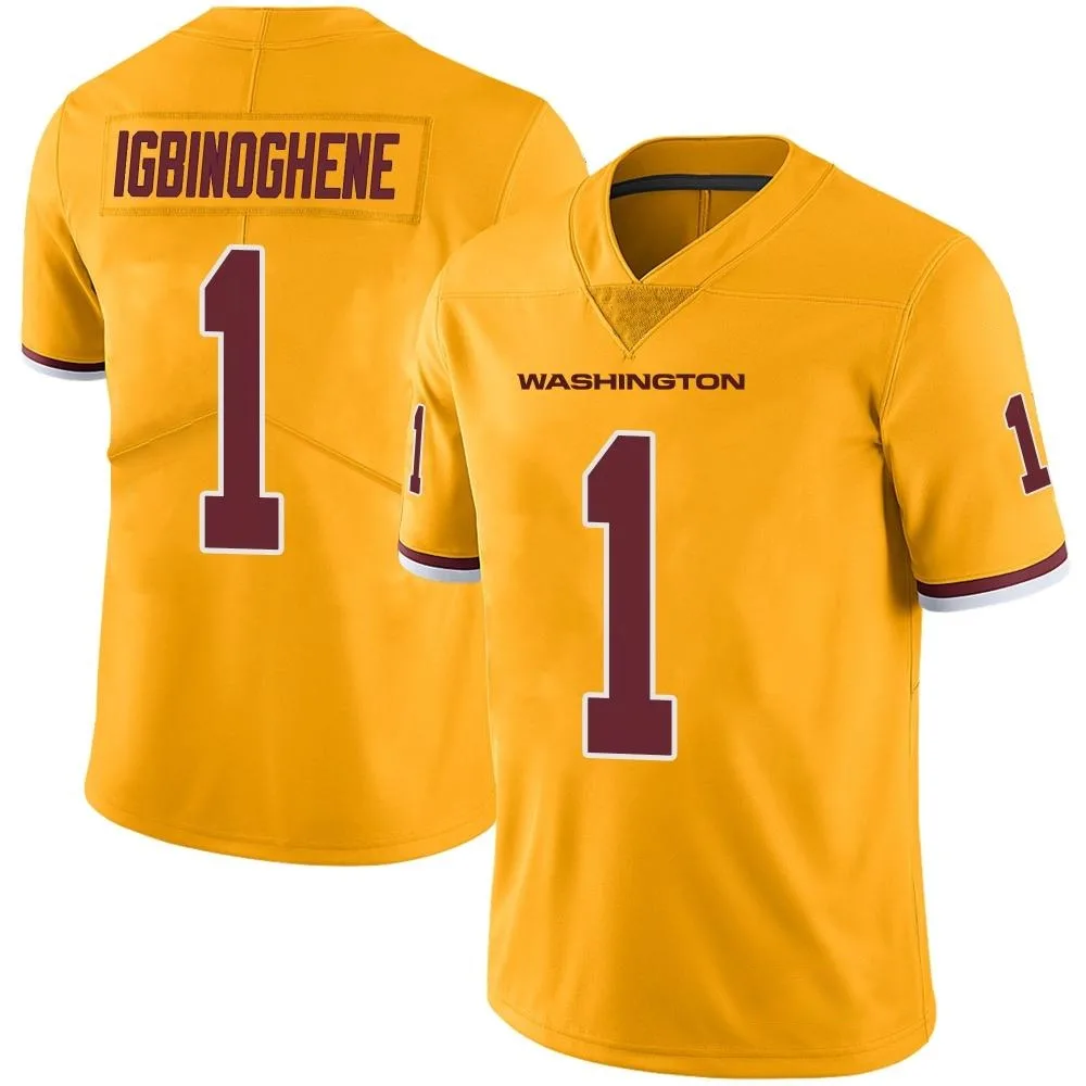 Men's Washington Commanders Noah Igbinoghene Nike Color Rush Limited Gold Jersey Men's Washington Commanders Noah Igbinoghene Nike Color Rush Limited Gold Jersey