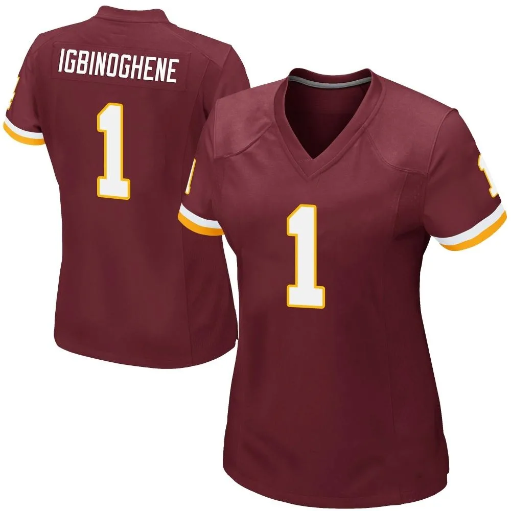 Women's Washington Commanders Noah Igbinoghene Nike Burgundy Team Color Game Jersey Women's Washington Commanders Noah Igbinoghene Nike Burgundy Team Color Game Jersey
