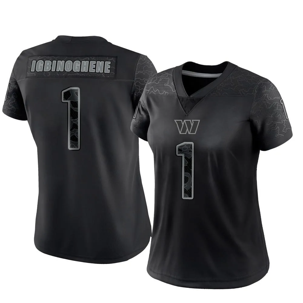 Women's Washington Commanders Noah Igbinoghene Nike Reflective Limited Black Jersey Women's Washington Commanders Noah Igbinoghene Nike Reflective Limited Black Jersey