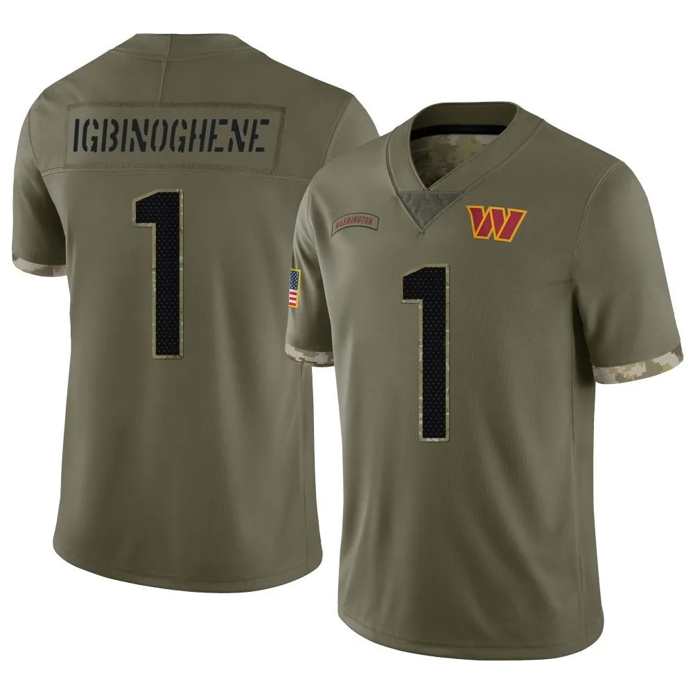 Youth Washington Commanders Noah Igbinoghene Nike 2022 Salute To Service Limited Olive Jersey Youth Washington Commanders Noah Igbinoghene Nike 2022 Salute To Service Limited Olive Jersey