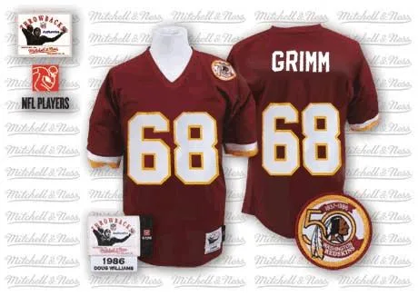 Men's Washington Commanders Russ Grimm Mitchell and Ness Burgundy Team Color With 50TH Patch Patch Throwback Authentic Jersey Men's Washington Commanders Russ Grimm Mitchell and Ness Burgundy Team Color With 50TH Patch Patch Throwback Authentic Jersey