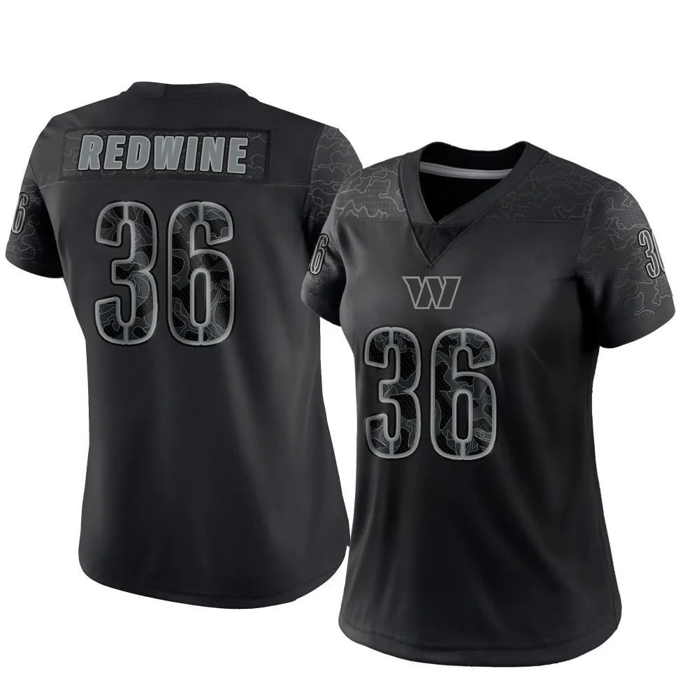 Women's Washington Commanders Sheldrick Redwine Nike Reflective Limited Black Jersey Women's Washington Commanders Sheldrick Redwine Nike Reflective Limited Black Jersey