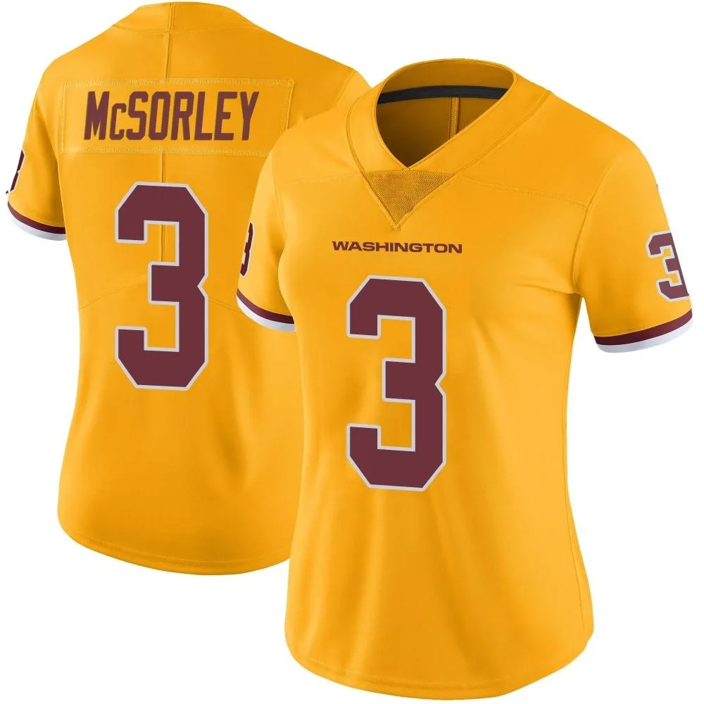 Women's Washington Commanders Trace Mcsorley Nike Color Rush Limited Gold Jersey Women's Washington Commanders Trace Mcsorley Nike Color Rush Limited Gold Jersey