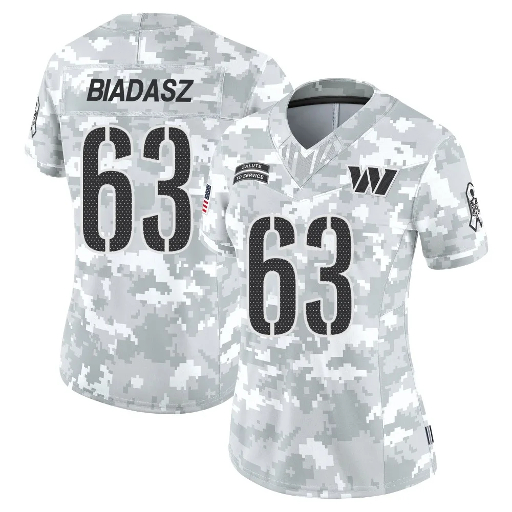 Women's Washington Commanders Tyler Biadasz Nike 2024 Salute to Service Limited Arctic Camo Jersey Women's Washington Commanders Tyler Biadasz Nike 2024 Salute to Service Limited Arctic Camo Jersey